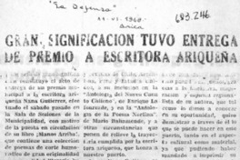 Gran significación tuvo entrega de premio a escritora ariqueña. Gran significación tuvo entrega de premio a escritora ariqueña.