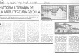 Historia literaria de la arquitectura criolla Historia literaria de la arquitectura criolla