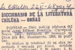 Diccionario de la literatura chilena - obras. Diccionario de la literatura chilena - obras.