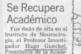 Se recupera académico. Se recupera académico.