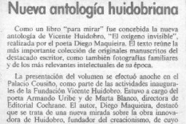 Nueva antología huidobriana. Nueva antología huidobriana.