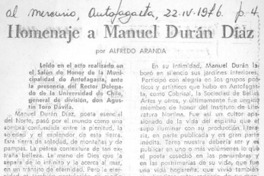 Homenaje a Manuel Durán Díaz Homenaje a Manuel Durán Díaz