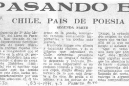Chile, país de poesía. Chile, país de poesía.