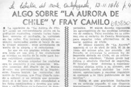 Algo sobre "La Aurora de Chile" y Fray Camilo Algo sobre "La Aurora de Chile" y Fray Camilo