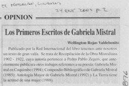 Los primeros escritos de Gabriela Mistral Los primeros escritos de Gabriela Mistral