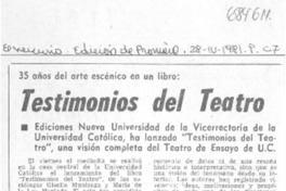 Testimonios del teatro. Testimonios del teatro.