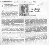 Te pedimos, fray Camilo...