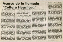 Acerca de la llamada "Cultura Huachaca". Acerca de la llamada "Cultura Huachaca".