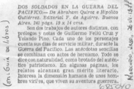 Dos soldados en la Guerra del Pacífico. Dos soldados en la Guerra del Pacífico.