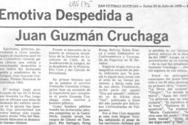 Emotiva despedida a Juan Guzmán Cruchaga. Emotiva despedida a Juan Guzmán Cruchaga.