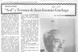 "Sed" y ternura de Juan Guzmán Cruchaga "Sed" y ternura de Juan Guzmán Cruchaga