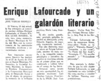 Enrique Lafourcade y un galardón literario