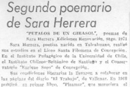 Segundo poemario de Sara Herrera Segundo poemario de Sara Herrera