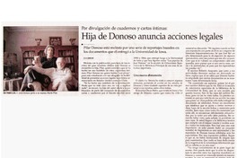 Hija de Donoso anuncia acciones legales Hija de Donoso anuncia acciones legales