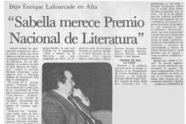 Sabella merece premio nacional de literatura". Sabella merece premio nacional de literatura".