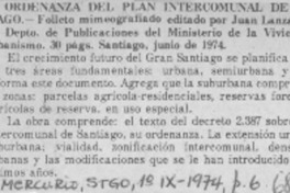 Ordenanza del plan intercomunal de Santiago. Ordenanza del plan intercomunal de Santiago.