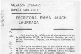 Escritora Emma Jauch laureada Escritora Emma Jauch laureada