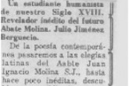 El estudiante humanista de nuestro siglo XVIII, revelador inédito del futuro Abate Molina El estudiante humanista de nuestro siglo XVIII, revelador inédito del futuro Abate Molina