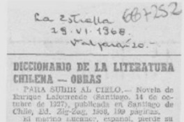 Diccionario de la literatura chilena- obras. Diccionario de la literatura chilena- obras.