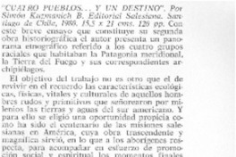 Cuatro pueblos -- y un destino" Cuatro pueblos -- y un destino"