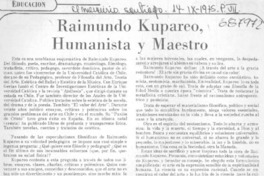 Raimundo Kupareo, humanista y maestro Raimundo Kupareo, humanista y maestro
