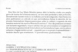 Guerra y sociedad en Chile. Guerra y sociedad en Chile.