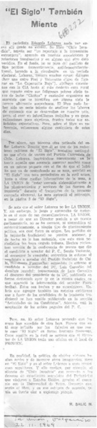 El Siglo" también miente El Siglo" también miente