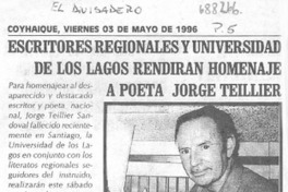 Escritores regionales y Universidad de Los Lagos rendirán homenaje a poeta Jorge Teillier. Escritores regionales y Universidad de Los Lagos rendirán homenaje a poeta Jorge Teillier.