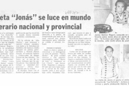 Poeta "Jonás" se luce en mundo literario nacional y provincial. Poeta "Jonás" se luce en mundo literario nacional y provincial.