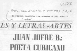 Juan Jofré B.: poeta curicano Juan Jofré B.: poeta curicano