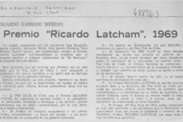 Premio "Ricardo Latcham", 1969. Premio "Ricardo Latcham", 1969.