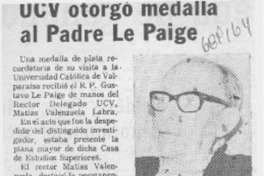 UCV otorgó medalla al Padre Le Paige. UCV otorgó medalla al Padre Le Paige.