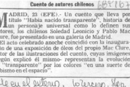 Cuento de autores chilenos. Cuento de autores chilenos.