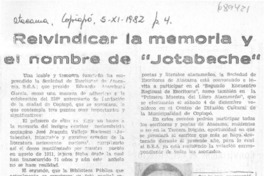 Reivindicar la memoria y el nombre de "Jotabeche".