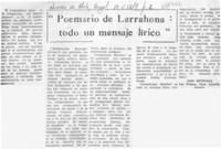 Poemario de Larrahona: todo un mensaje lírico Poemario de Larrahona: todo un mensaje lírico