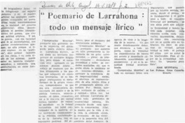 Poemario de Larrahona: todo un mensaje lírico Poemario de Larrahona: todo un mensaje lírico