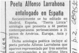 Poeta Alfonso Larrahona antalogado en España.