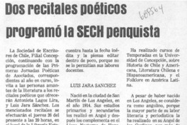 Dos recitales poéticos programó la SECH penquista.