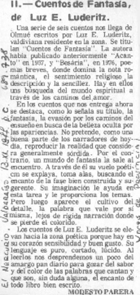 Cuentos de Fantasía [artículo] Modesto Parera. - Biblioteca Nacional  Digital de Chile