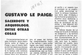 Gustavo Le Paige: sacerdote y arqueólogo, entre otras cosas Gustavo Le Paige: sacerdote y arqueólogo, entre otras cosas