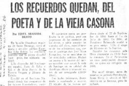 Los recuerdos quedan, del poeta y de la vieja casona Los recuerdos quedan, del poeta y de la vieja casona