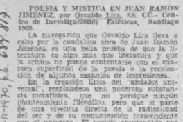 Poesía y mística en Juan Ramón Jiménez. Poesía y mística en Juan Ramón Jiménez.