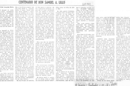 Centenario de don Samuel A. Lillo Centenario de don Samuel A. Lillo