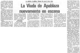 La Viuda de Apablaza nuevamante en escena. La Viuda de Apablaza nuevamante en escena.