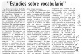 Estudios sobre vocabulario Estudios sobre vocabulario
