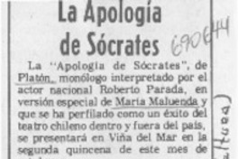 La Apología de Sócrates. La Apología de Sócrates.