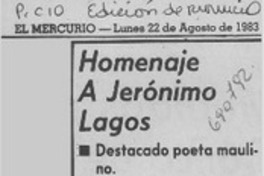 Homenaje a Jerónimo Lagos Homenaje a Jerónimo Lagos