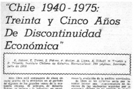 Chile 1940-1975, treinta y cinco años de discontinuidad económica".
