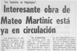 Interesante obra de Mateo Martinic está ya en circulación. Interesante obra de Mateo Martinic está ya en circulación.