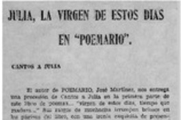 Julia, la virgen de estos días en "Poemario"